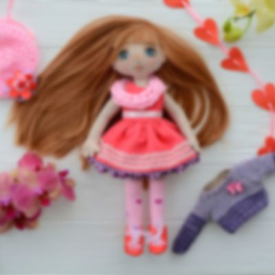Cute spring handmade doll and sweater